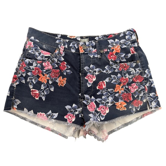 CITIZENS OF HUMANITY FLORAL HIGH RISE CUT-OFF SIZE 28 DENIM SHORTS FESTIVAL BOHO - Picture 5 of 15